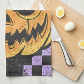 Floral Fall Pumpkin Halloween Geschirrtuch (Viertel Falte)