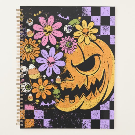 Floral Fall Pumpkin Halloween Planer (Vorderseite)