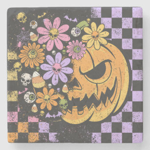 Floral Fall Pumpkin Halloween Steinuntersetzer