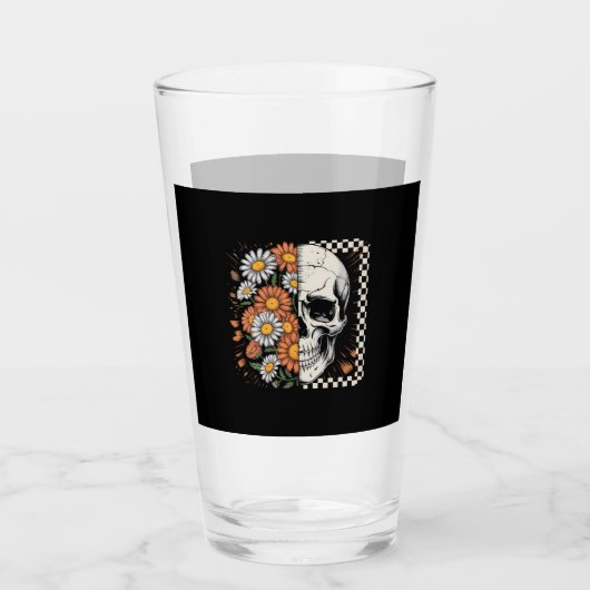 Floral Fall Skeleton Boho Halloween Glas (Vorderseite)