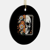 Floral Fall Skeleton Boho Halloween Keramik Ornament (Rechts)