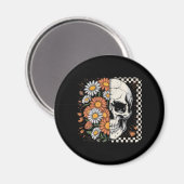 Floral Fall Skeleton Boho Halloween Magnet (Vorderseite/Rückseite)