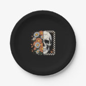 Floral Fall Skeleton Boho Halloween Pappteller (Vorderseite)