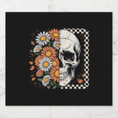 Floral Fall Skeleton Boho Halloween Schaumweinetikett (Einzelnes Label)