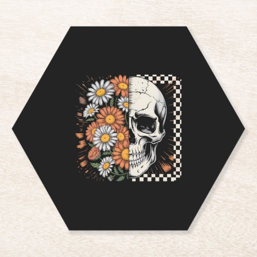 Floral Fall Skeleton Boho Halloween Untersetzer (Vorderseite)
