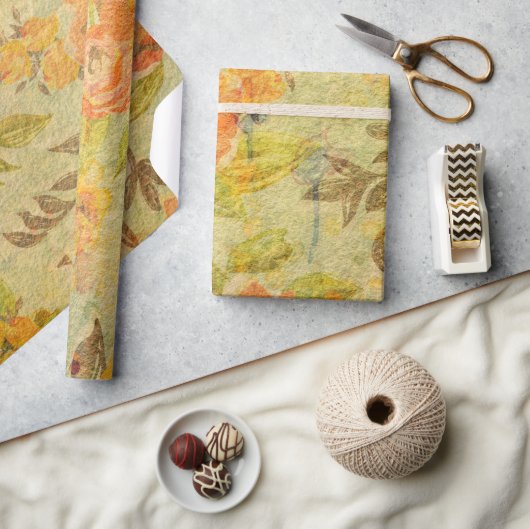 Floral Fall Wasserfarben Abstraktes Muster Geschenkpapier (Kunsthandwerk)