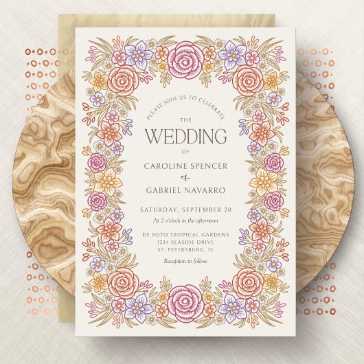 Floral Fall Whimsical Wedding Einladung