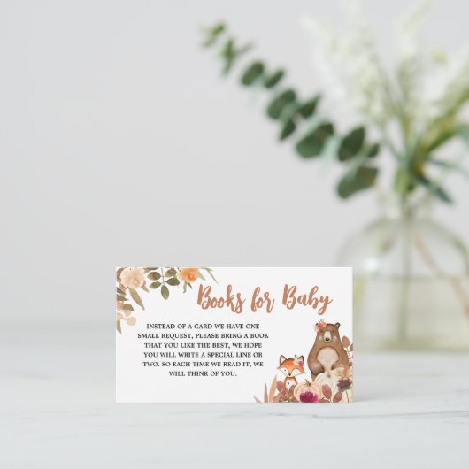 Floral Fall Woodland Babydusche Bücher für Baby Begleitkarte (Stehend Vorderseite)