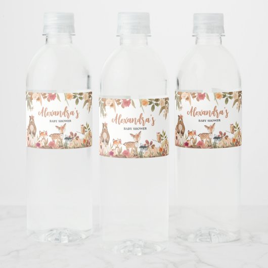 Floral Fall Woodland Babydusche Wasserflaschenetikett (Flaschen)