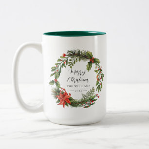 Floral Family Christmas Red Berries Zweifarbige Tasse