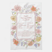 Floral Family Recipe Kitchen Towel Geschirrtuch (Vertikal)