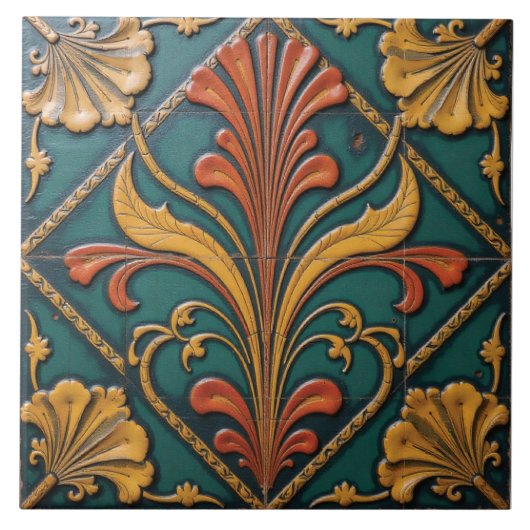 Floral Fanfare on Emerald Fliese (Vorderseite)