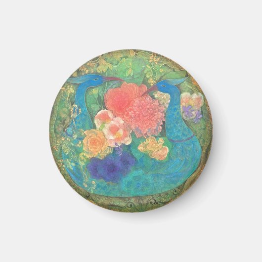 Floral Fantasia: Peacocks in Bloom Magnet (Vorne)
