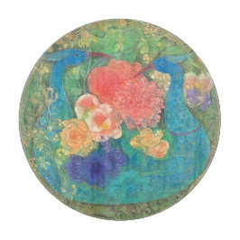 Floral Fantasia: Peacocks in Bloom Schneidebrett