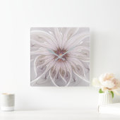 Floral Fantasy, Abstract Modern Pastel Flower Quadratische Wanduhr (Zuhause)