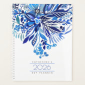 Floral Fantasy Blue Agenda Planner 2026 Planer (Vorderseite)