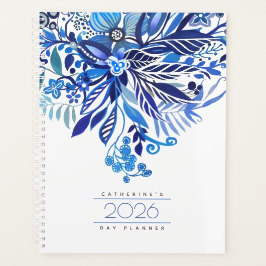 Floral Fantasy Blue Agenda Planner 2026 Planer (Vorderseite)