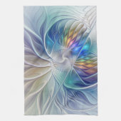 Floral Fantasy, Colorful Abstract Fractal Flower Geschirrtuch (Vertikal)