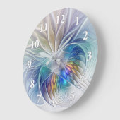 Floral Fantasy, Colorful Abstract Fractal Flower Große Wanduhr (Winkel)