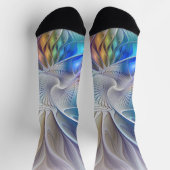 Floral Fantasy, Colorful Abstract Fractal Flower Socken (Oben)