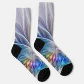 Floral Fantasy, Colorful Abstract Fractal Flower Socken (Rechts)
