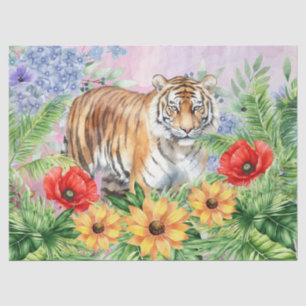 Floral Fantasy Dschungel Tiger Decoupage Seidenpapier