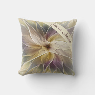 Floral Fantasy Gold Eggue Abstrakte Kunst Name Kissen