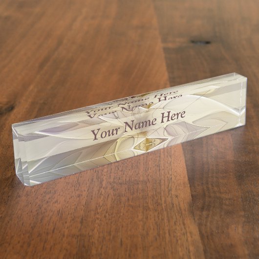 Floral Fantasy Gold Eggue Abstrakte Kunst Text Namensplakette (Seite)