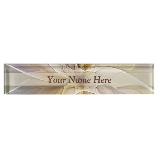 Floral Fantasy Gold Eggue Abstrakte Kunst Text Namensplakette (Vorderseite)