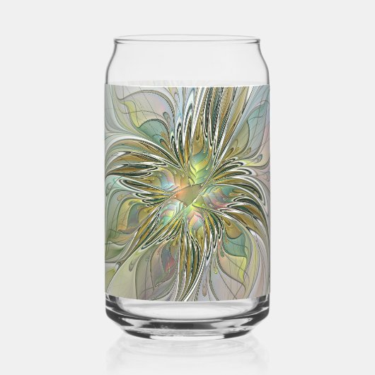 Floral Fantasy Modern Fractal Art Flower With Gold Dosenglas (Vorderseite)