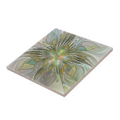 Floral Fantasy Modern Fractal Art Flower With Gold Fliese (Seite)