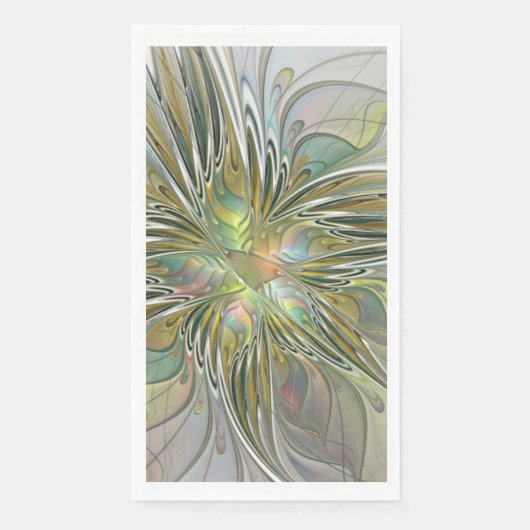 Floral Fantasy Modern Fractal Art Flower With Gold Serviette (Vorderseite)