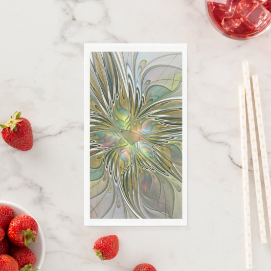 Floral Fantasy Modern Fractal Art Flower With Gold Serviette (Beispiel)