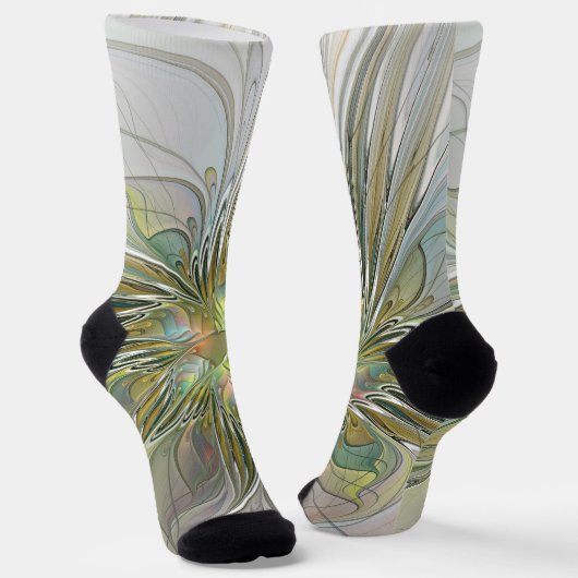 Floral Fantasy Modern Fractal Art Flower With Gold Socken (Gewinkelt)