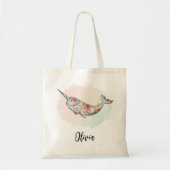 Floral Fantasy Narwhal Tragetasche (Vorne)