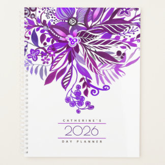 Floral Fantasy Purple Daily Agenda 2026 Planer