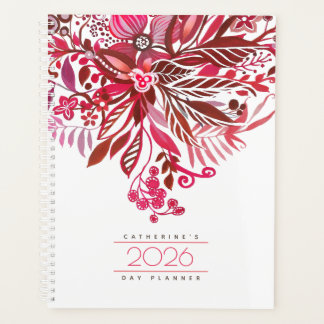 Floral Fantasy Red Daily Agenda 2026 Planer