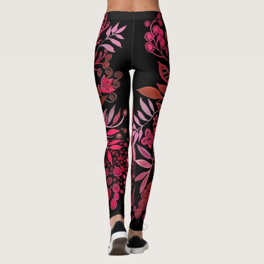 Floral Fantasy Ruby Red Leggings (Rückseite)