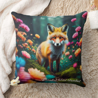 "Floral Fantasy with Fox" Kissen