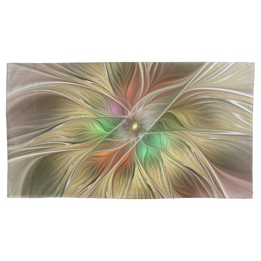 Floral Fantasy With Gold Modern Abstract Fractal Kissenbezug (Vorderseite)