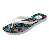 Floral farbenfroh Paisley White Accent Monogram Badesandalen (Schrägansicht)