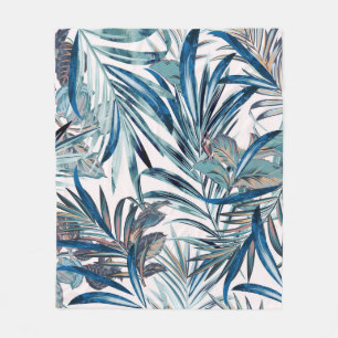 Floral fashion tropical vintage pattern with palm fleecedecke