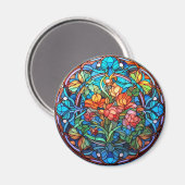 Floral Faux Stained-Glass Magnet (Vorderseite/Rückseite)
