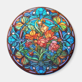 Floral Faux Stained-Glass Magnet
