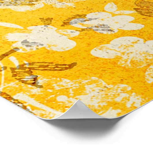 Floral Fawn & Little Bird Art Poster (Ecke)