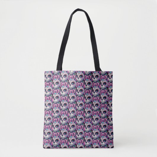 Floral Feline Dia de los Muertos Tasche (Vorderseite)