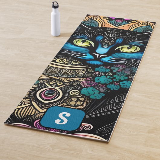 Floral Feline: Eine lebendige Yoga Mat, Inspiriert Yogamatte (Beispiel)