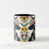 Floral Feline mit Hat 11 oz Zweifarbige Tasse (Mittel)