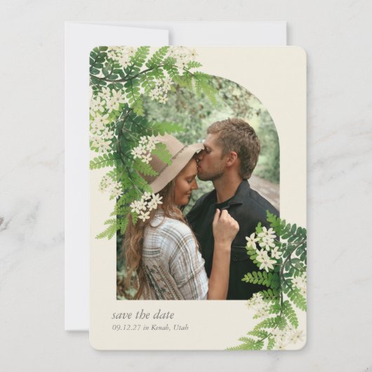 Floral Ferns Wedding Save the Date (Vorderseite)