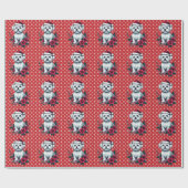 Floral festlicher maltesischer Hund mit Weihnachts Geschenkpapier (Flach)